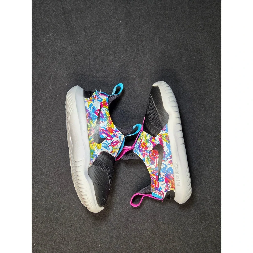 Nike Flex Runner Toddler Girls Floral Black Multi Color Shoes CW1601-001 8C